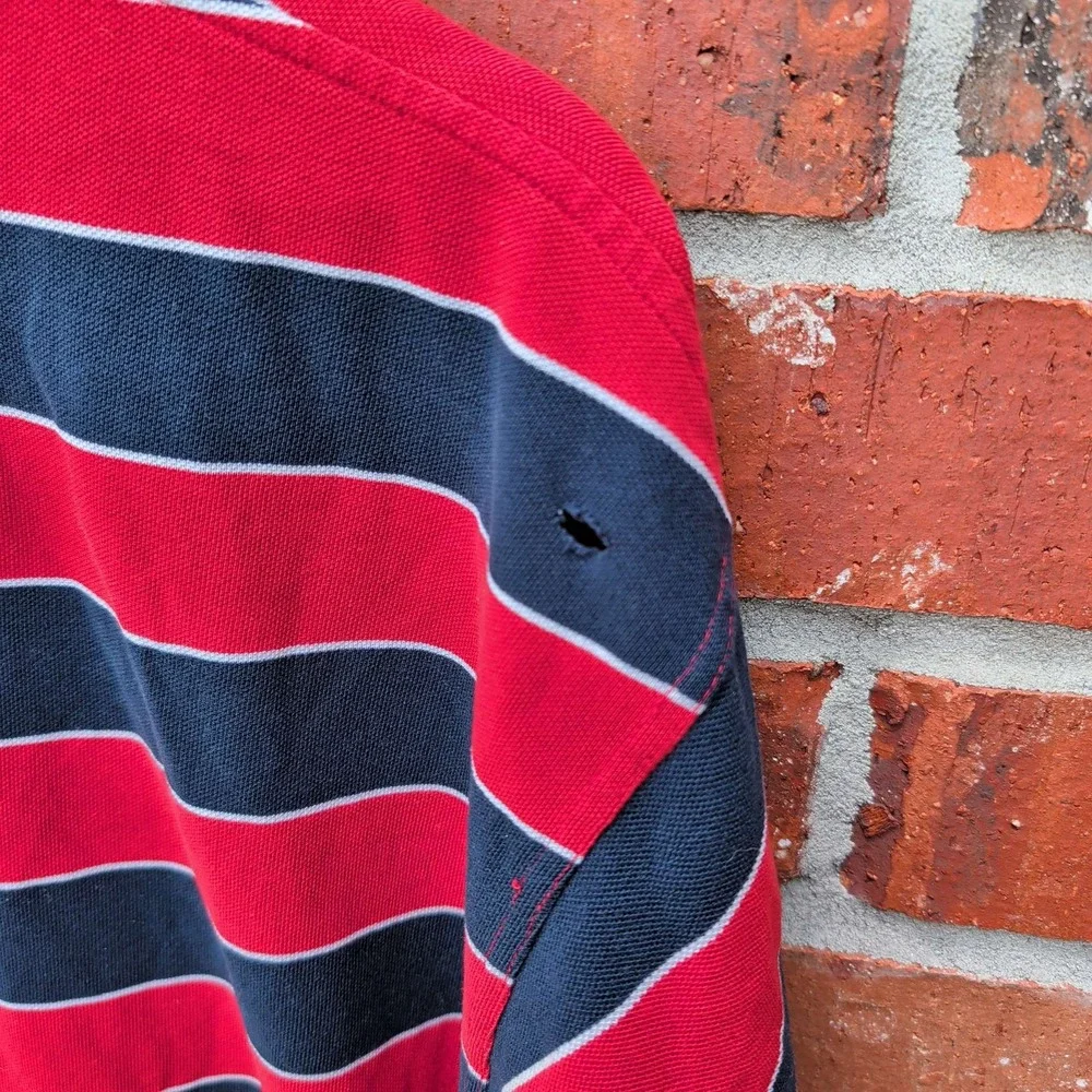 Polo Ralph Lauren Polo Shirt Mens XXXXL Red Navy Striped Big Pony Patch 4XL